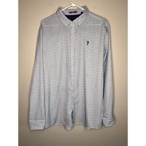 William Murray White Blue Golf Active Beersucker Beer Print Polo Shirt XL